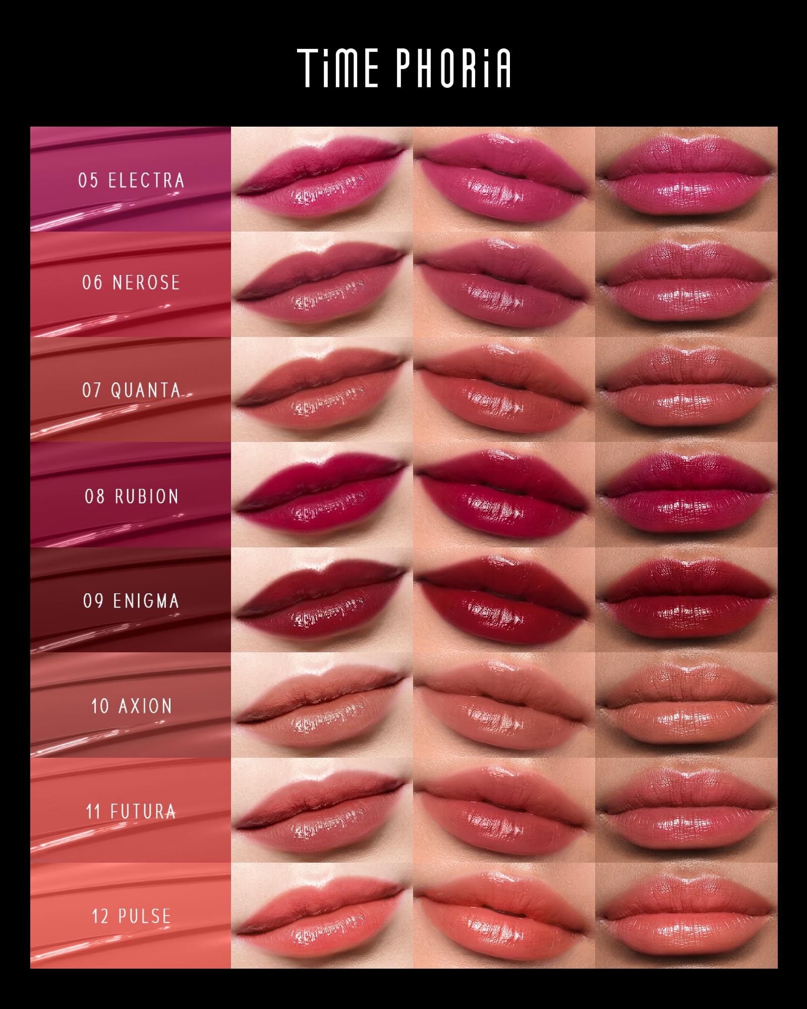 Timephoria Stellar Dust Lip Stain 004 Mauvion provides one swipe full-coverage color.