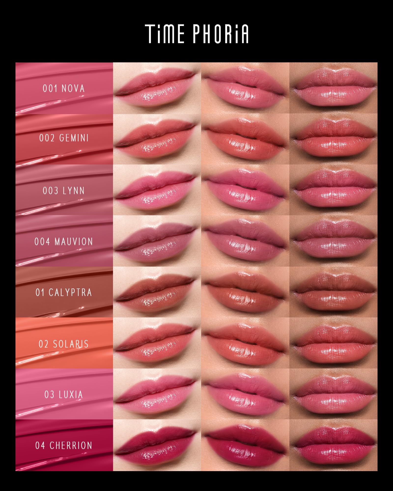 Timephoria Stellar Dust Lip Stain 004 Mauvion delivers lightweight hydration for comfortable wear.