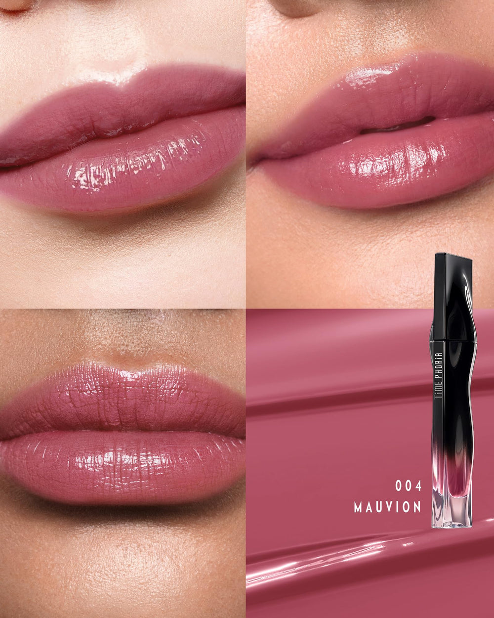 Timephoria Stellar Dust Lip Stain 004 Mauvion offers transfer-proof color through meals.