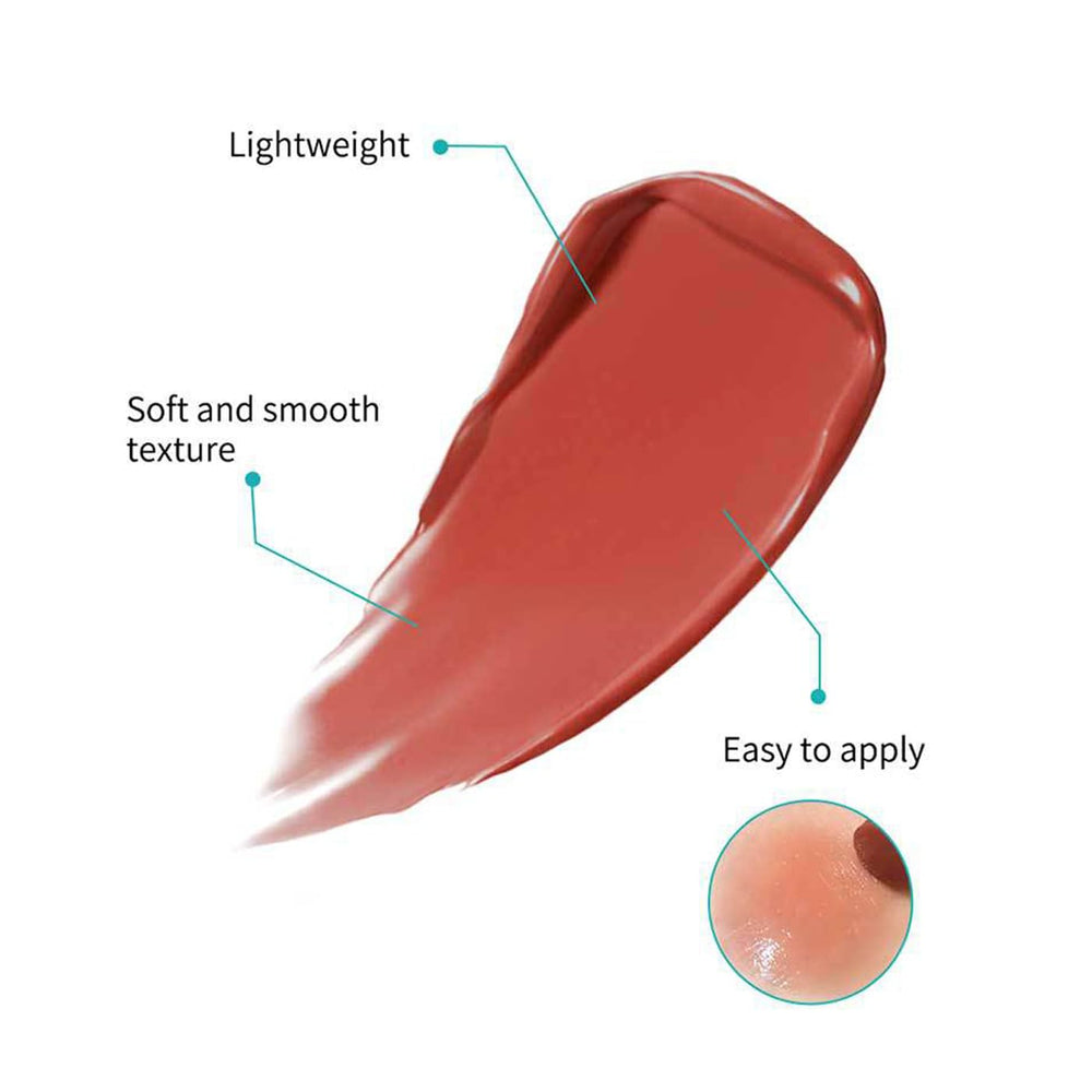 Timnod Lip Tint swatch shows buildable color for everyday looks.
