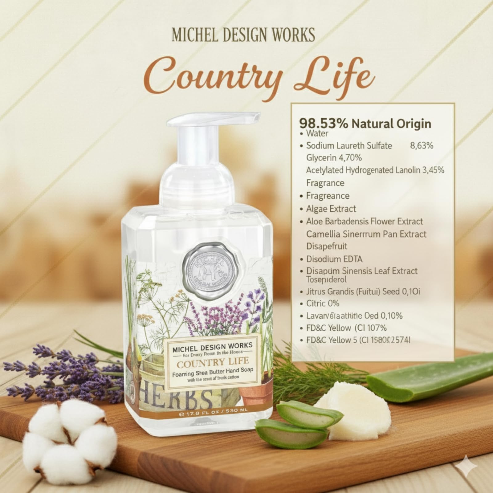 TIMOTHY OF ST LOUIS Country Life foaming hand soap ambiance for kitchen or bath
