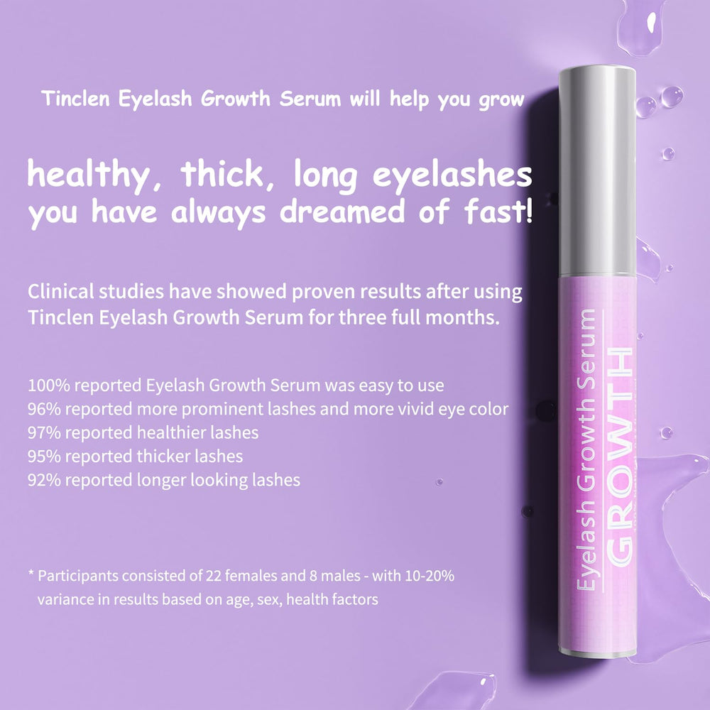 Tinclen eyelash serum dispense action illustrating easy daily use in a morning routine.