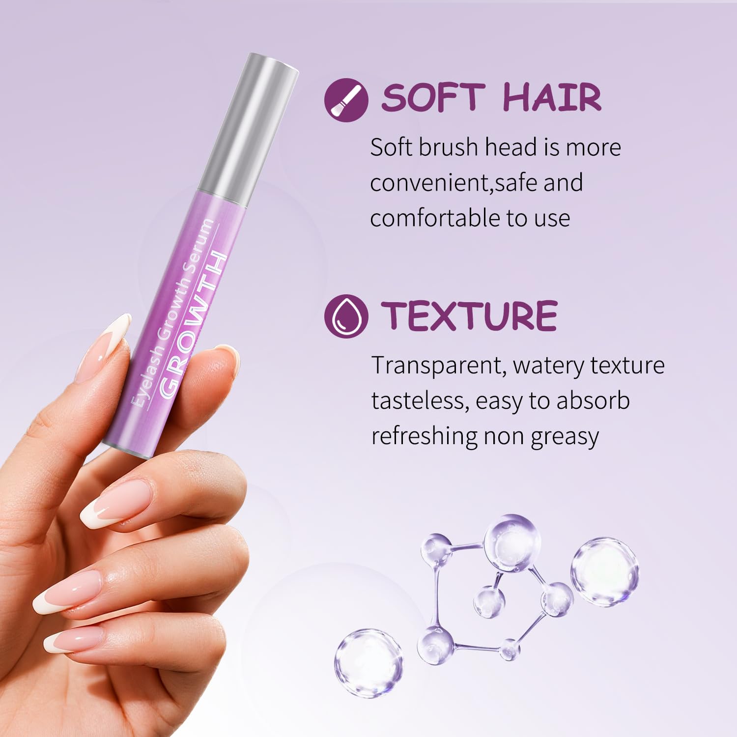 Tinclen eyelash serum lower lash application showing precise base coverage for fuller look.