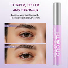 Tinclen eyelash serum packaging front highlighting vegan, gentle formula for delicate lashes.
