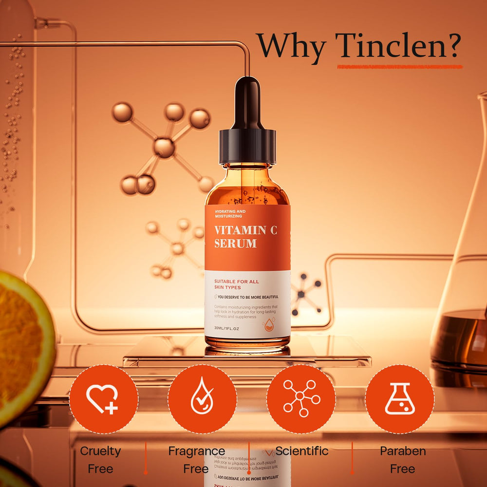 Skin swatch after Tinclen Serum shows a subtle glow and even tone.