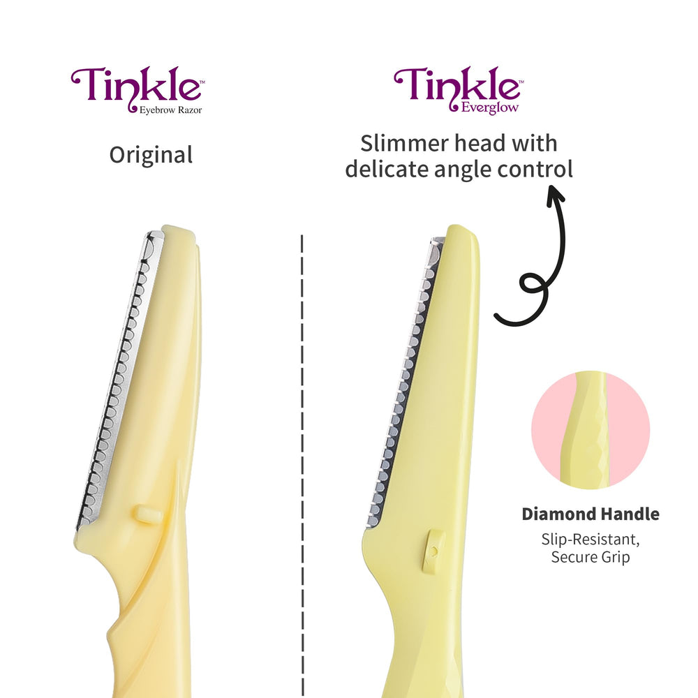 Tinkle Everglow Dermaplane Razor compact handle for easy grip.