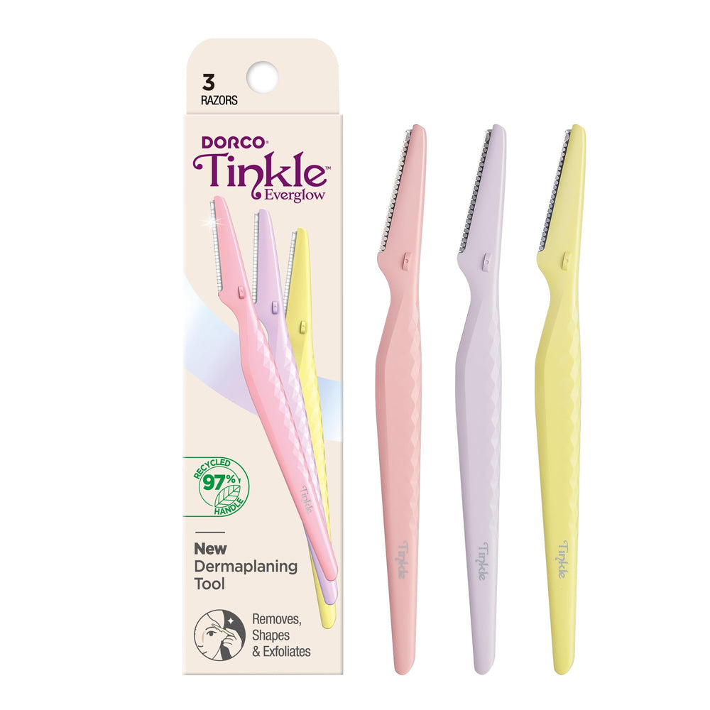 Tinkle Everglow Dermaplane Razor pack for smooth peach fuzz removal.