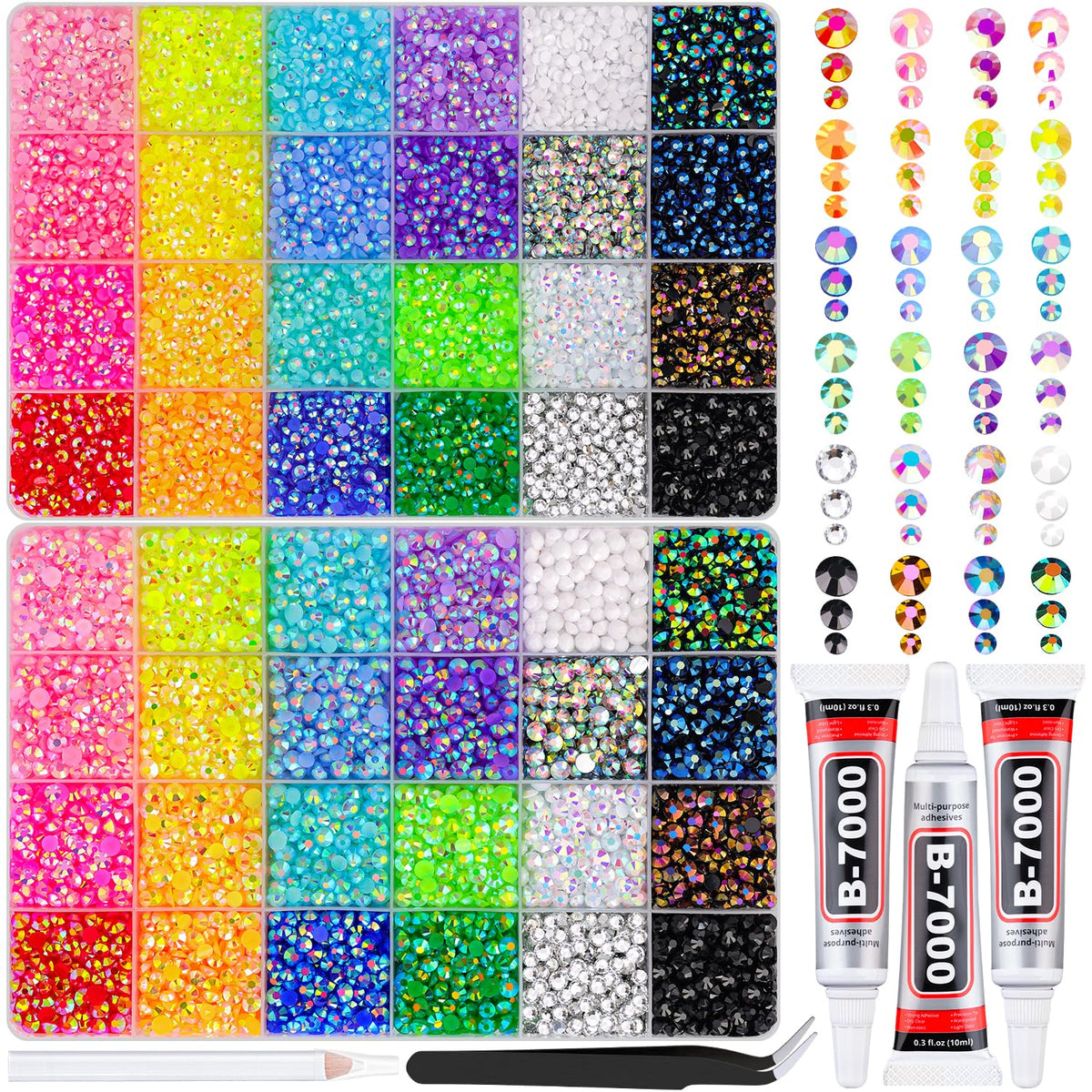 TINKRSTUFF two storage boxes with 24 grids for organized craft rhinestones.