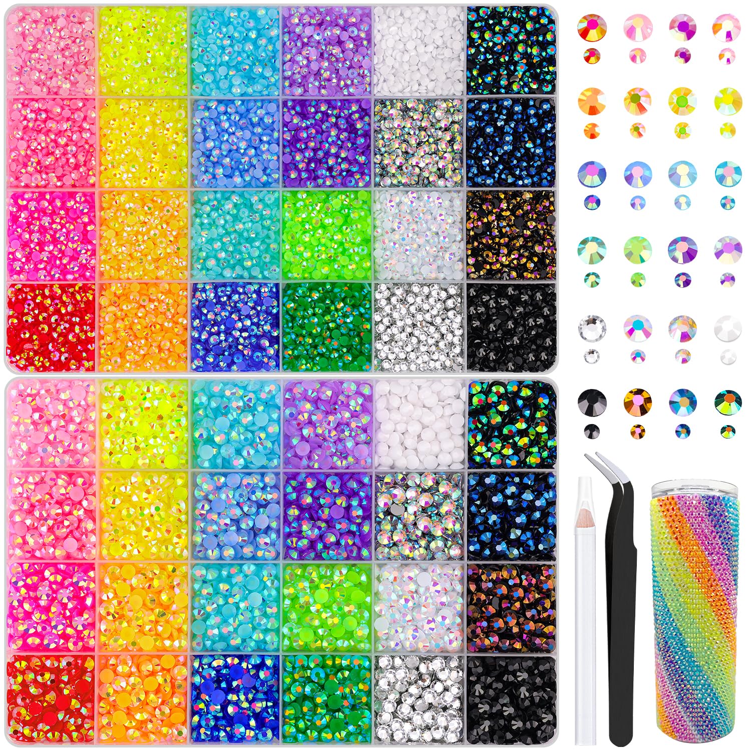 TINKRSTUFF two boxes of 3mm and 5mm rhinestones for versatile DIY crafts.
