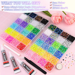 TINKRSTUFF 30,000 mixed-color rhinestones in 3/4/5mm for versatile DIY designs.