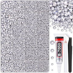 TINKRSTUFF 30000Pcs Clear Rhinestones in a 24-grid box for craft embellishments.
