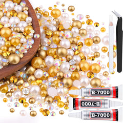 TINKRSTUFF 80g flatback pearls and rhinestones set for versatile crafts and nail art.