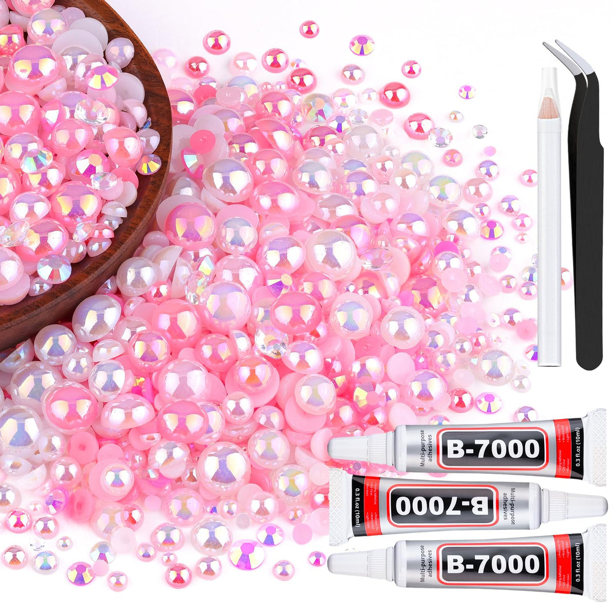 TINKRSTUFF 80g flatback pearls and rhinestones for elegant nails and crafts