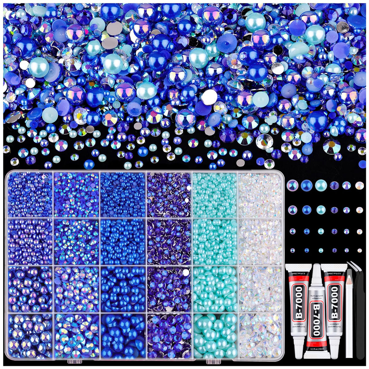 TINKRSTUFF 9000pcs flatback pearls and rhinestones for dazzling DIY decor.