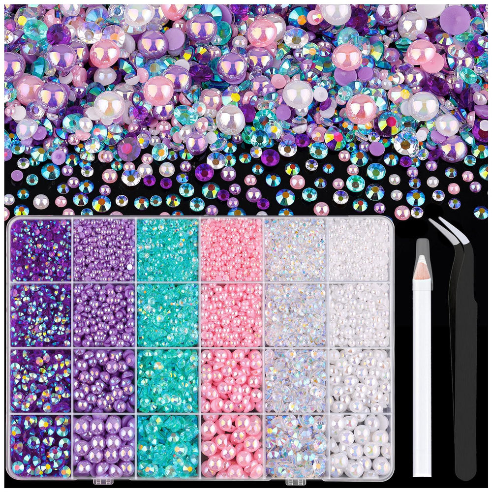 TINKRSTUFF 9000pcs flatback pearls and rhinestones kit for versatile crafts.