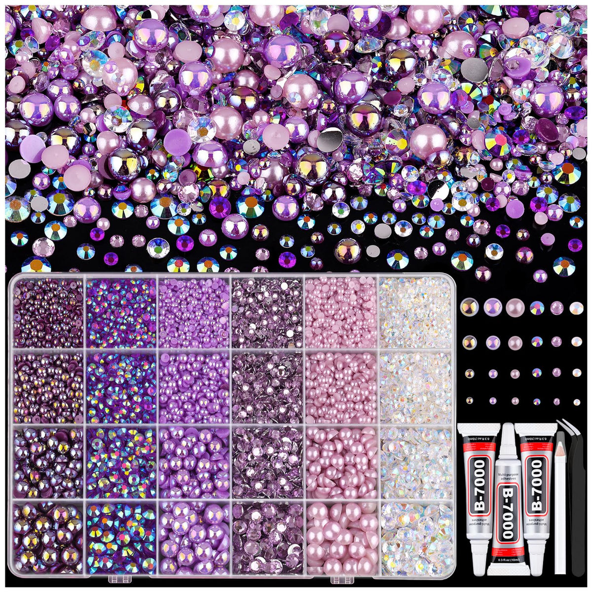 TINKRSTUFF purple flatback pearls and rhinestones kit for versatile crafts