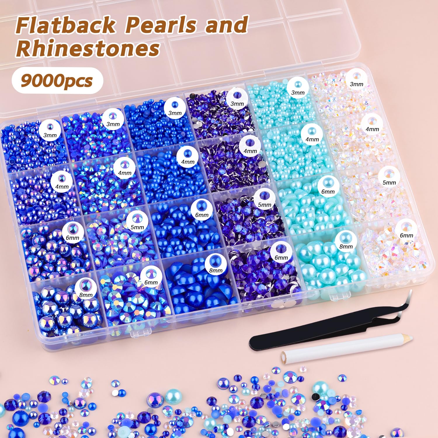 TINKRSTUFF ABS resin rhinestones in dark blue with AB shine for sparkle.