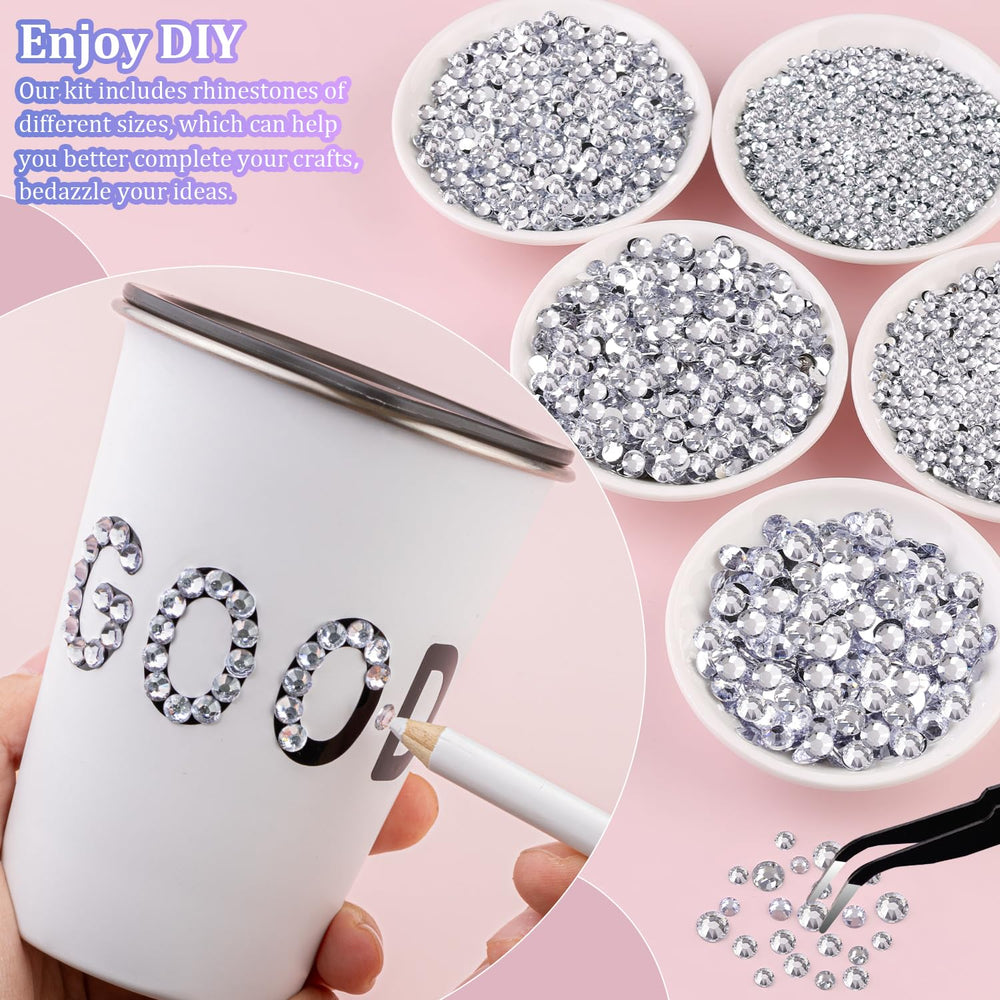 TINKRSTUFF Tweezers and pickup pen aid precise rhinestone placement.