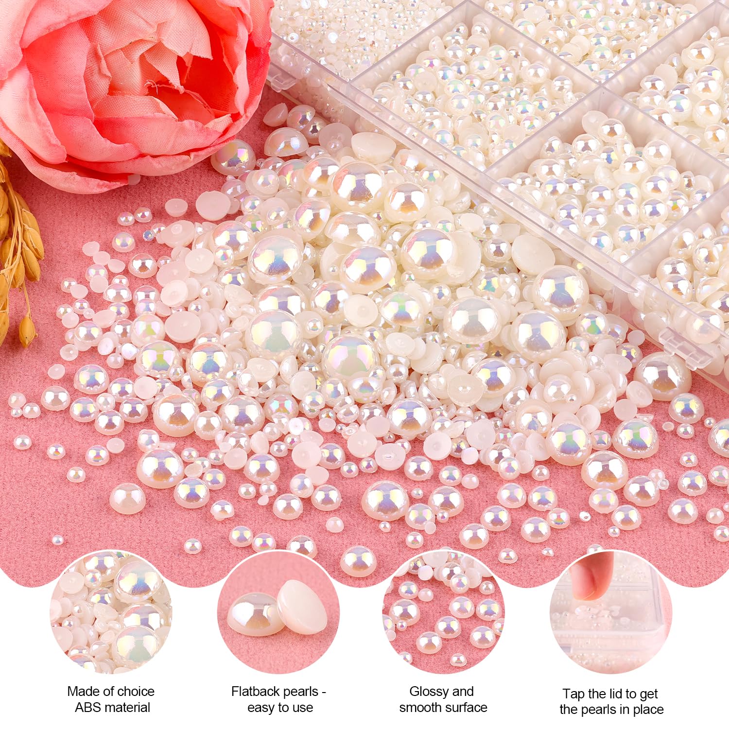 TINKRSTUFF beige AB pearls 10mm grid for striking centerpiece beads on bags.
