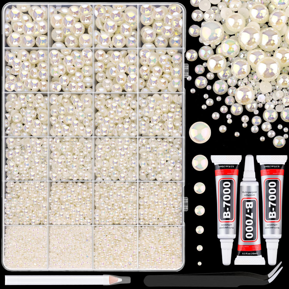 TINKRSTUFF beige AB pearls 2mm grid for delicate nail art and precise embellishments.