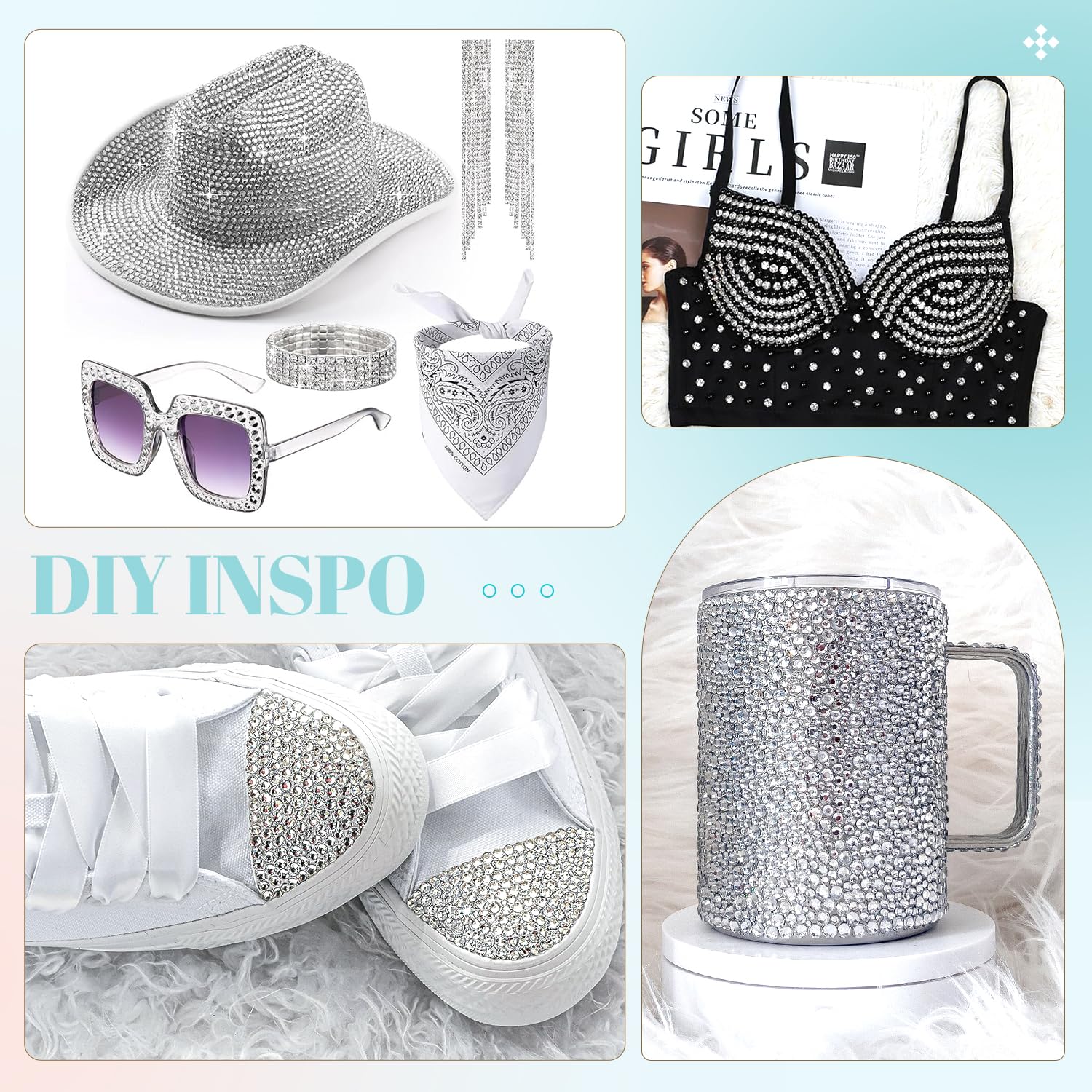TINKRSTUFF craft setup shows rhinestones ready for bedazzling
