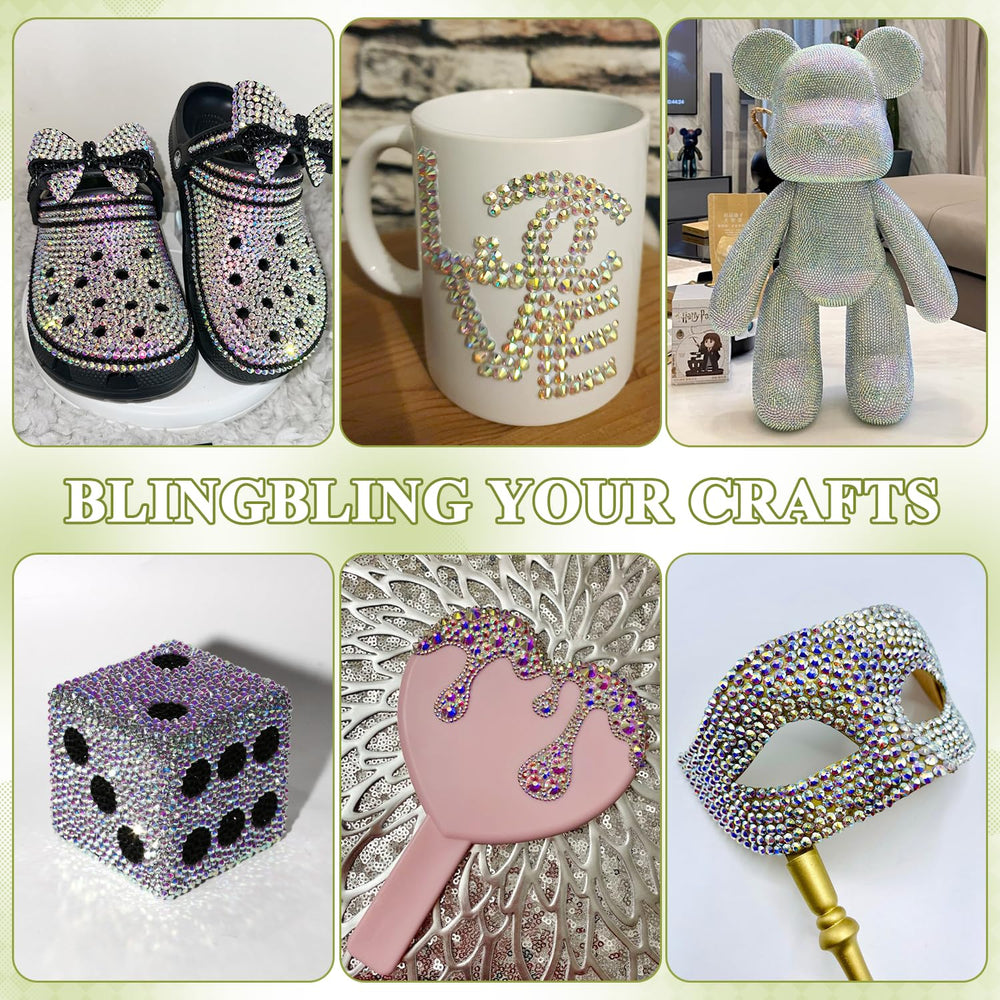 TINKRSTUFF crystal AB rhinestones enhance tumblers and mugs with a dazzling finish.