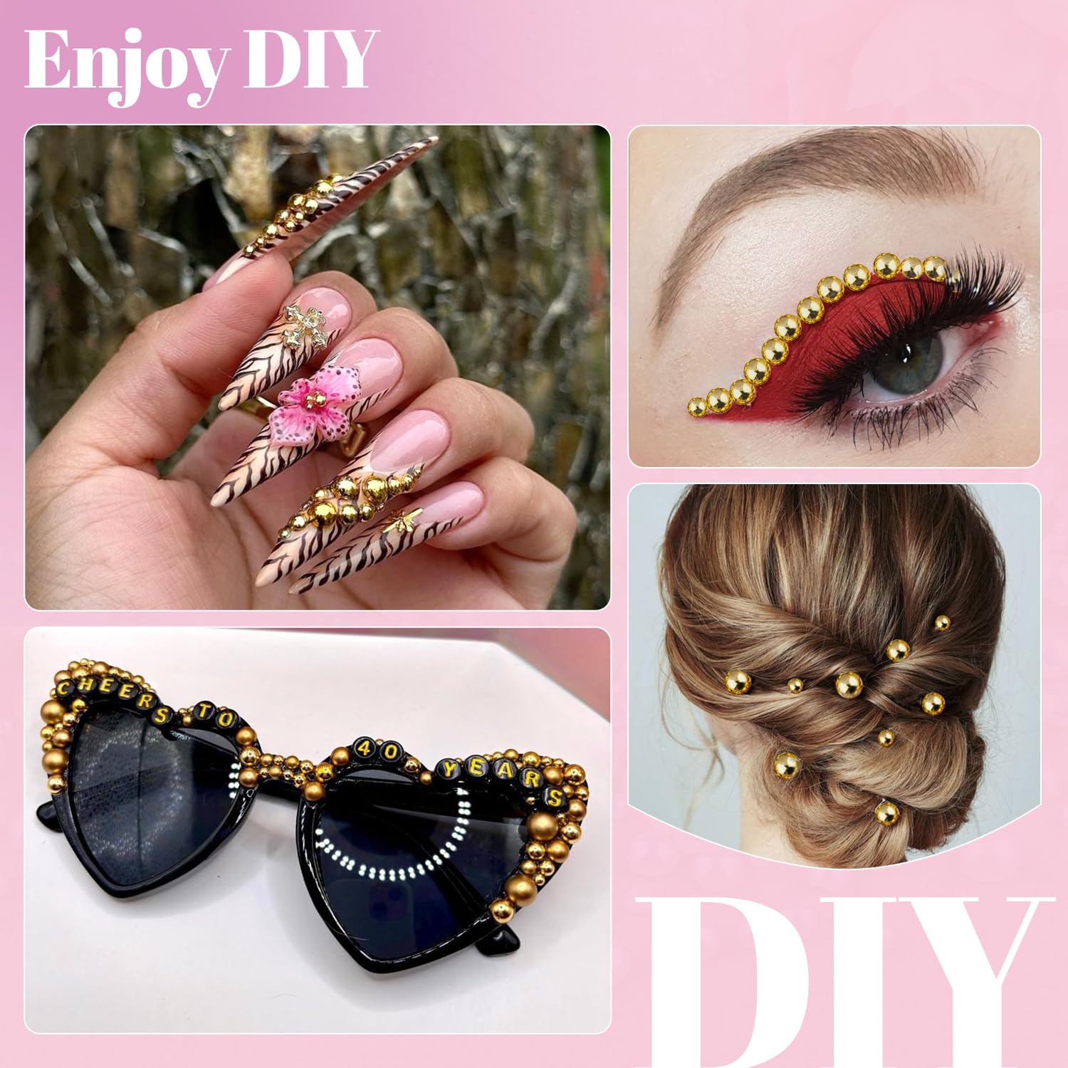 TINKRSTUFF gold flat-back pearls 10mm provide dramatic highlights for decor or wear.