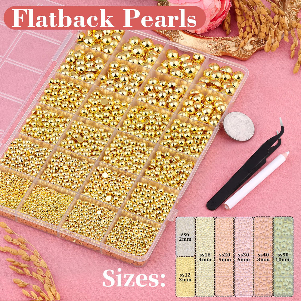 TINKRSTUFF gold flat-back pearls 3mm enhance nails and small embellishments.