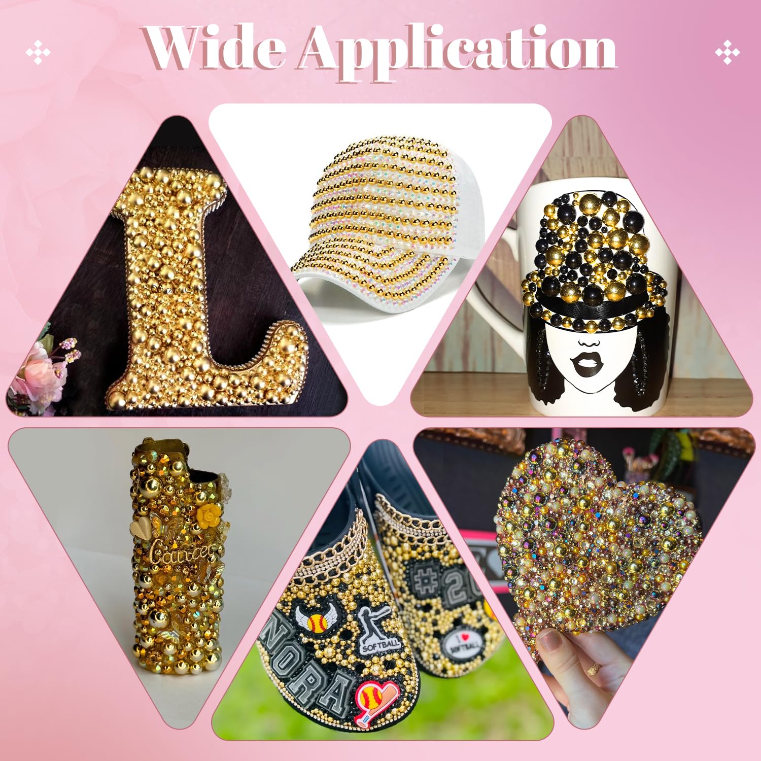 TINKRSTUFF gold flat-back pearls 6mm serve as focal accents on apparel.