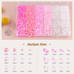 TINKRSTUFF half pearls 3–8 mm in pink and white for nails and crafts.