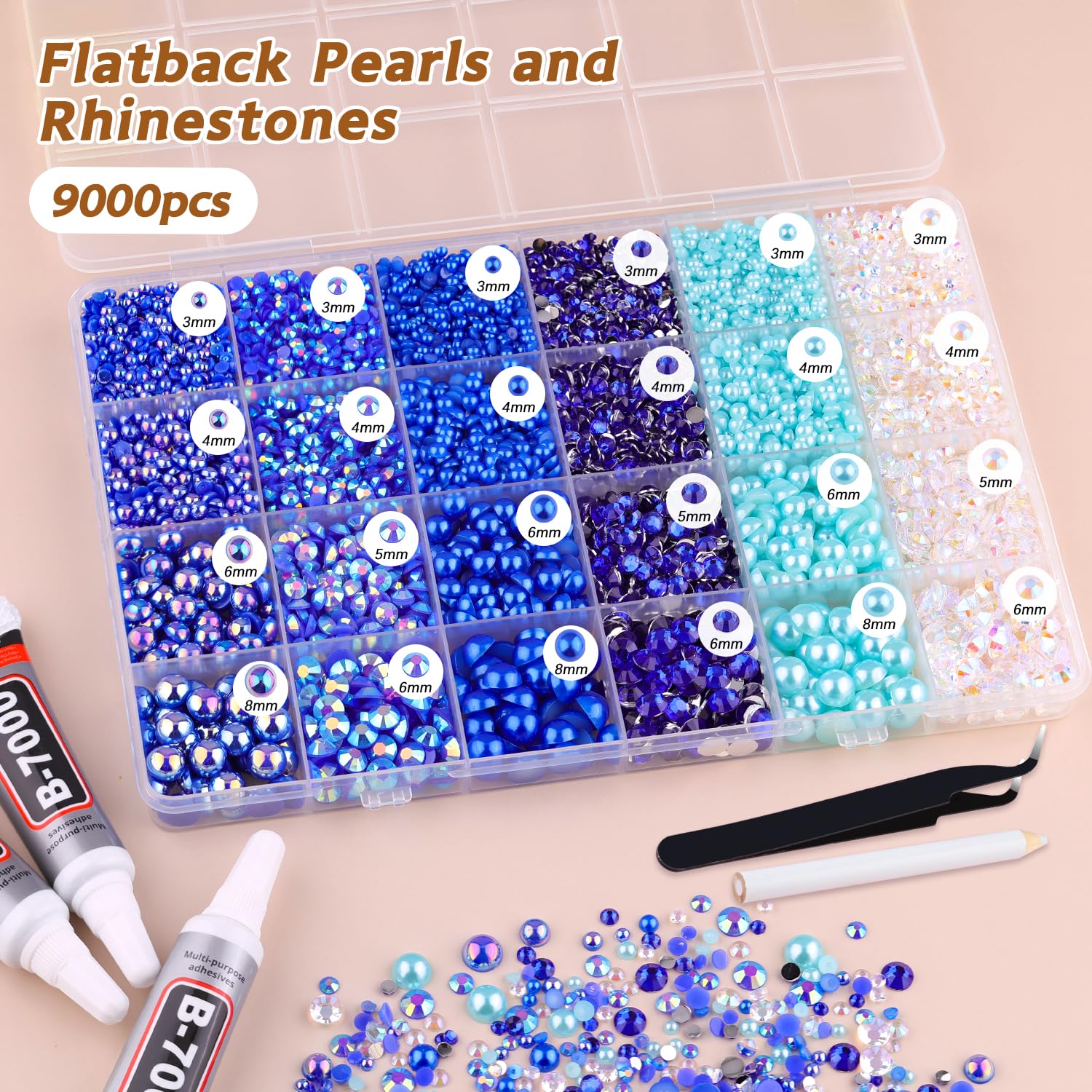 TINKRSTUFF half pearls mixed sizes 3/4/6/8mm for versatile decorating.
