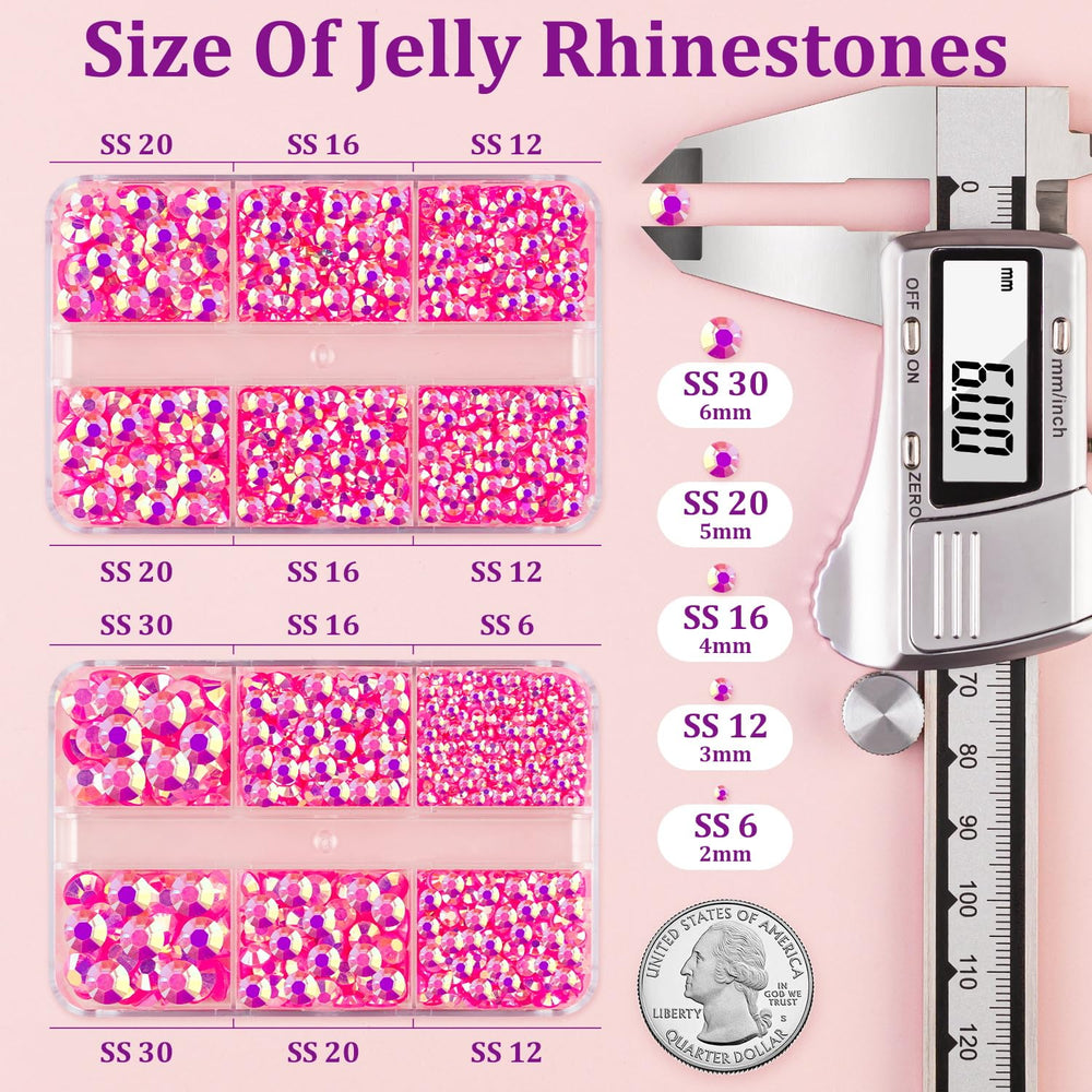TINKRSTUFF hot pink AB crystals in multiple sizes for vibrant accents.