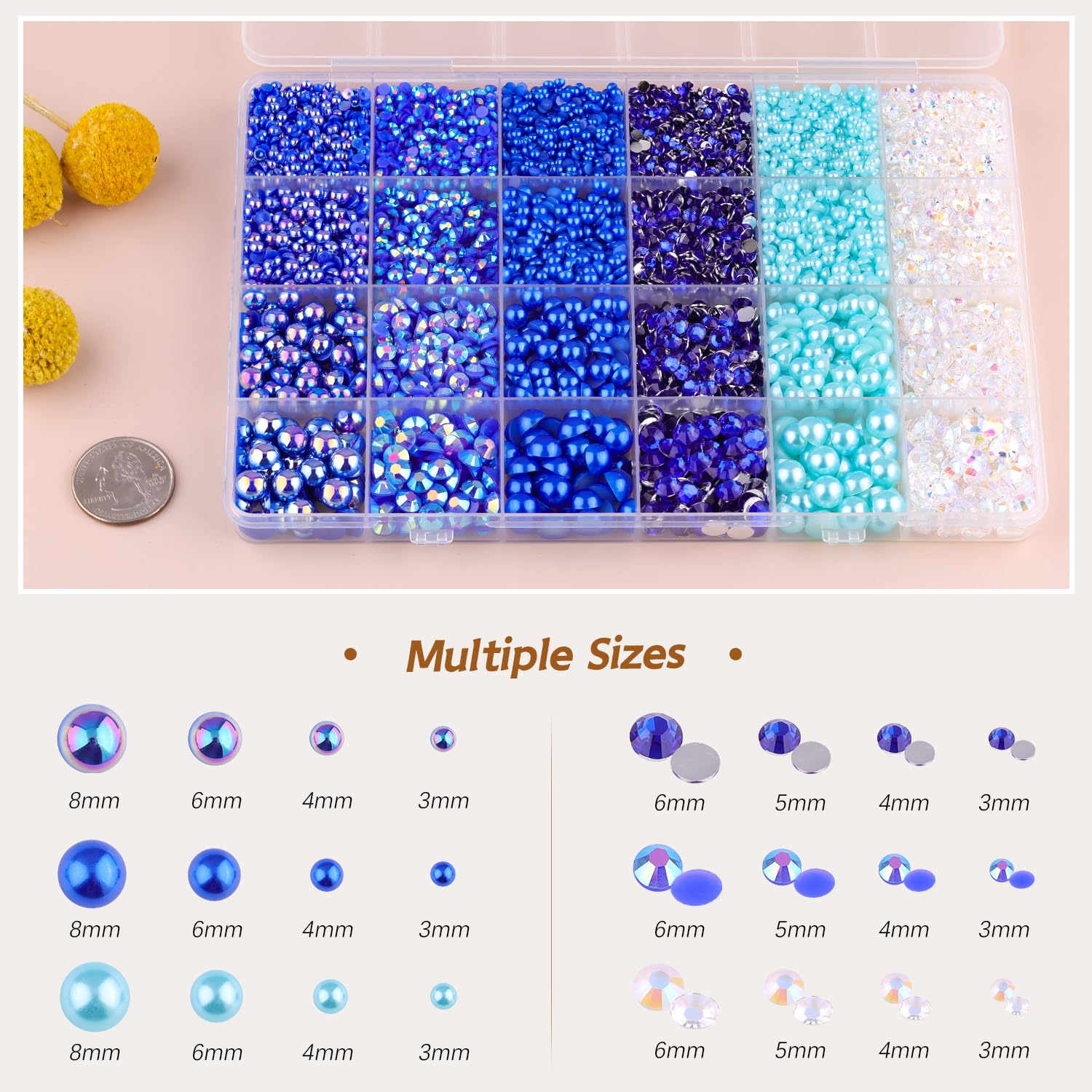 TINKRSTUFF mixed-size half-pearls and rhinestones ideal for detailed DIY decorations.