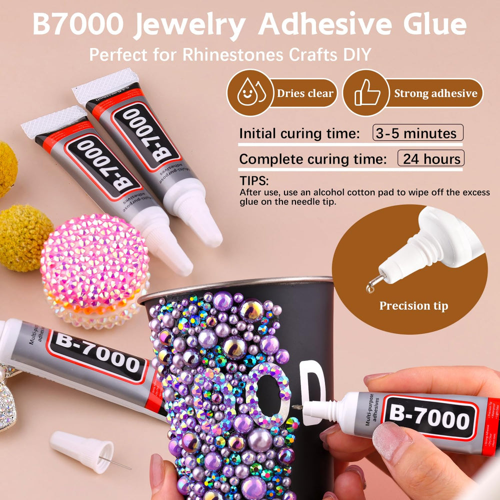 TINKRSTUFF nail art and craft setup with shimmering AB rhinestones