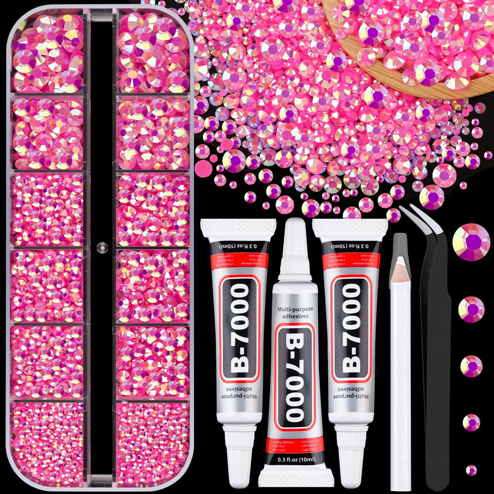 TINKRSTUFF resin jelly rhinestones hot pink AB flatback for crafts and nails.