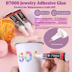 Tweezers and tool trio shown enabling easy placement of tiny gems