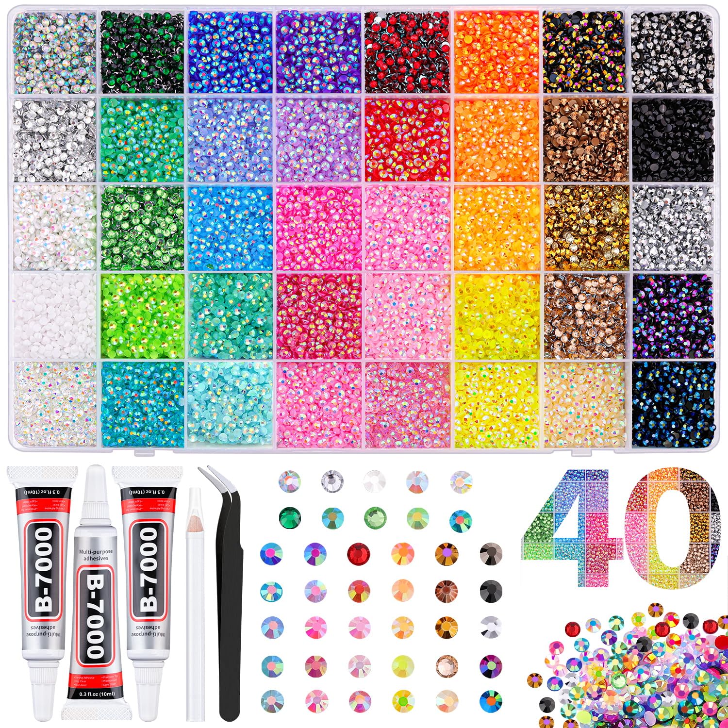 TINKRSTUFF rhinestones 3mm multicolor for crafts and diamond art with sparkle.