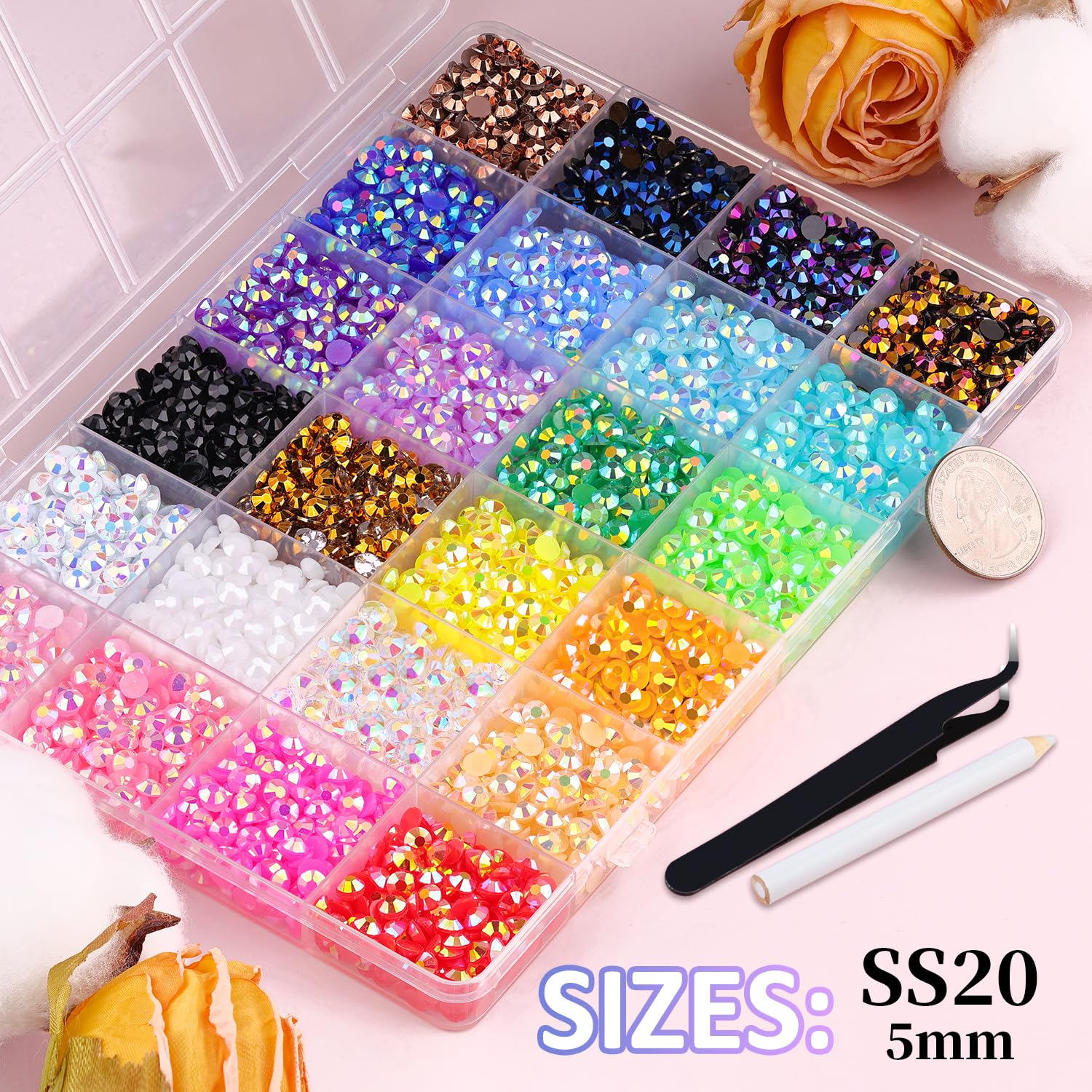 TINKRSTUFF rhinestones close-up iridescent sparkle ideal for bedazzling projects