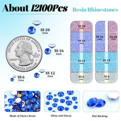 TINKRSTUFF royal blue 3mm flatback rhinestones on grid, perfect for nail art.