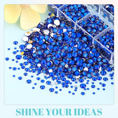 TINKRSTUFF royal blue 4mm flatback rhinestones on grid, adds sparkle to crafts.