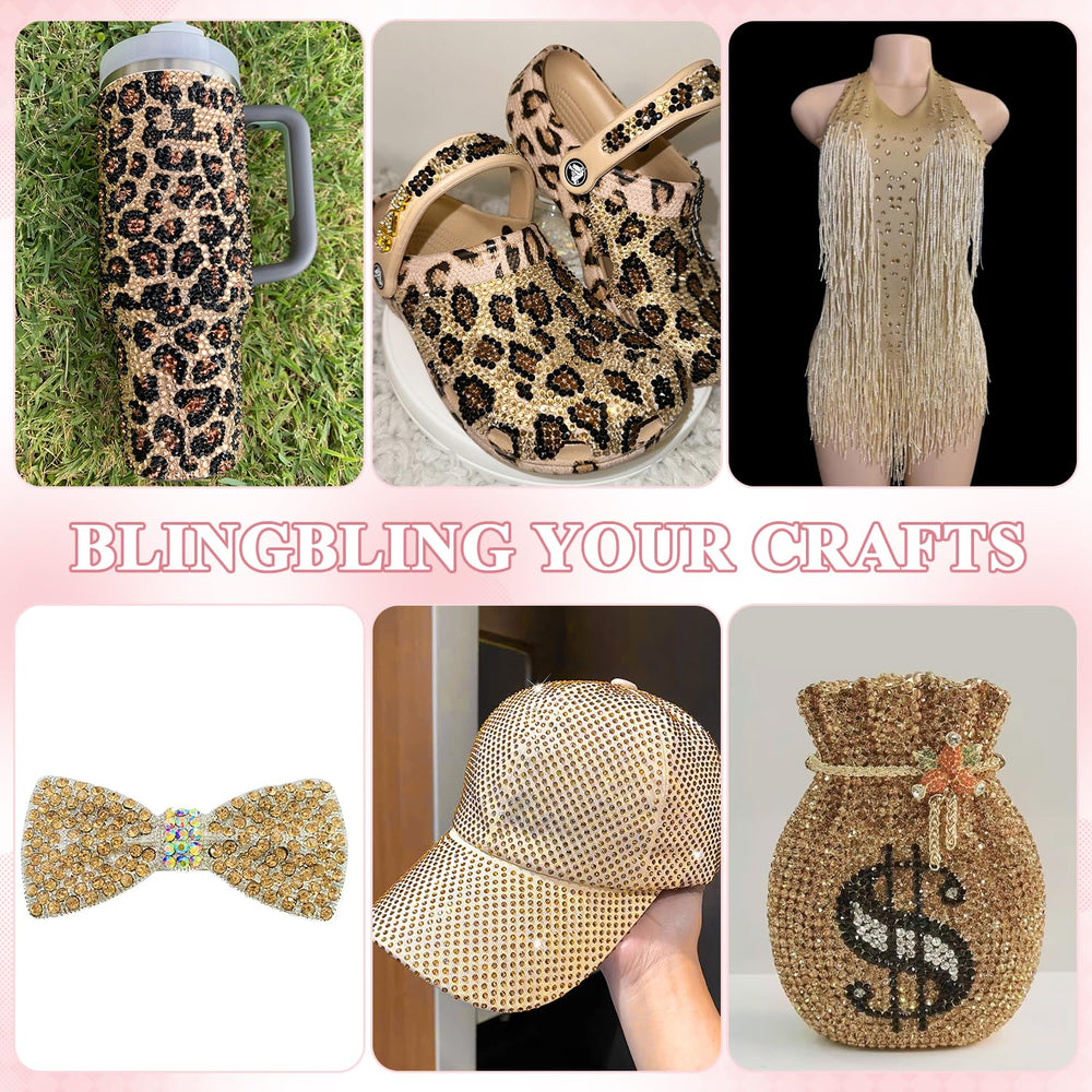 TINKRSTUFF iridescent crystals elevate festival outfits, bags, and phone cases with radiant glow.