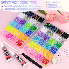 Two TINKRSTUFF storage boxes with 24 grids organized for rhinestones.