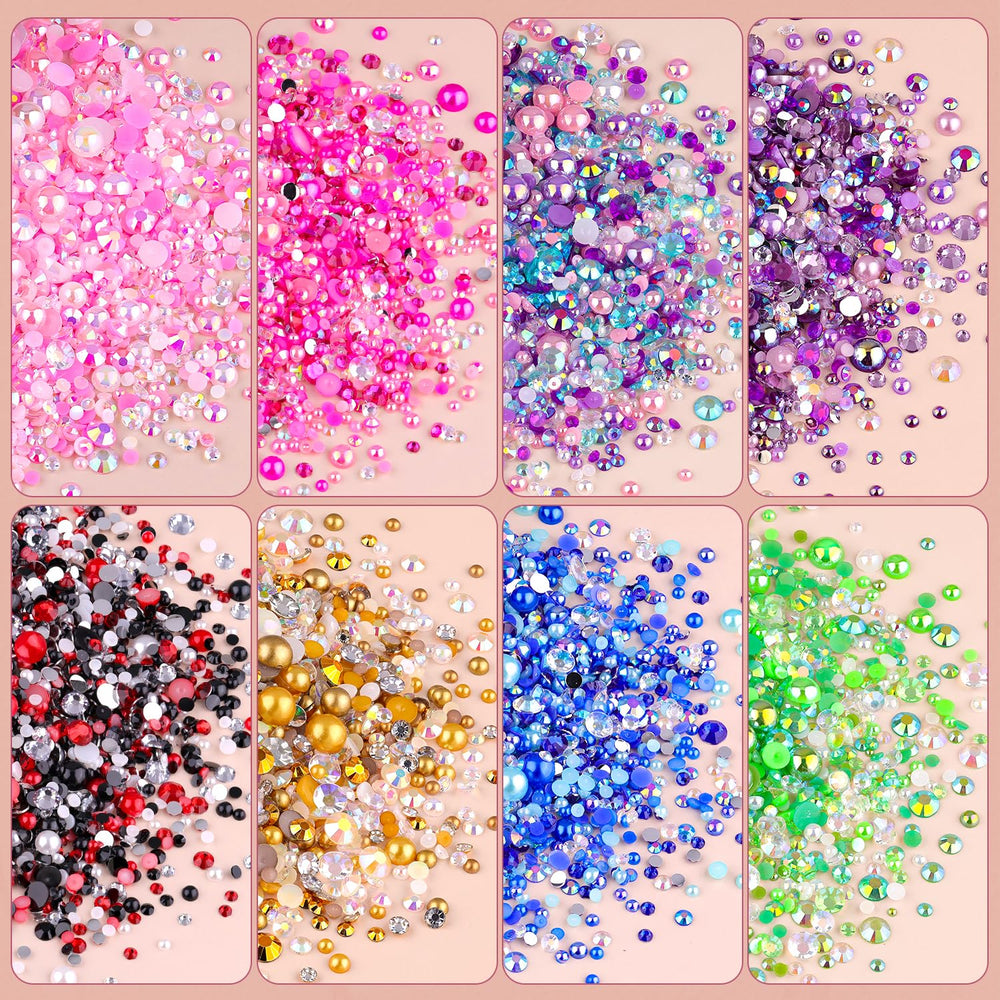 Tumblers and glasses decorated with TINKRSTUFF pearls for personalized style.