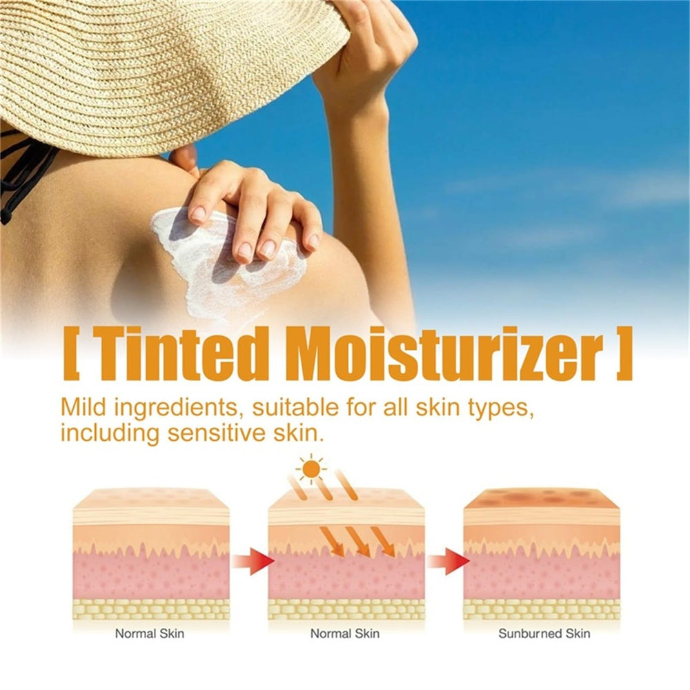Tinted sunscreen with UV defense creates a soft, natural glow.