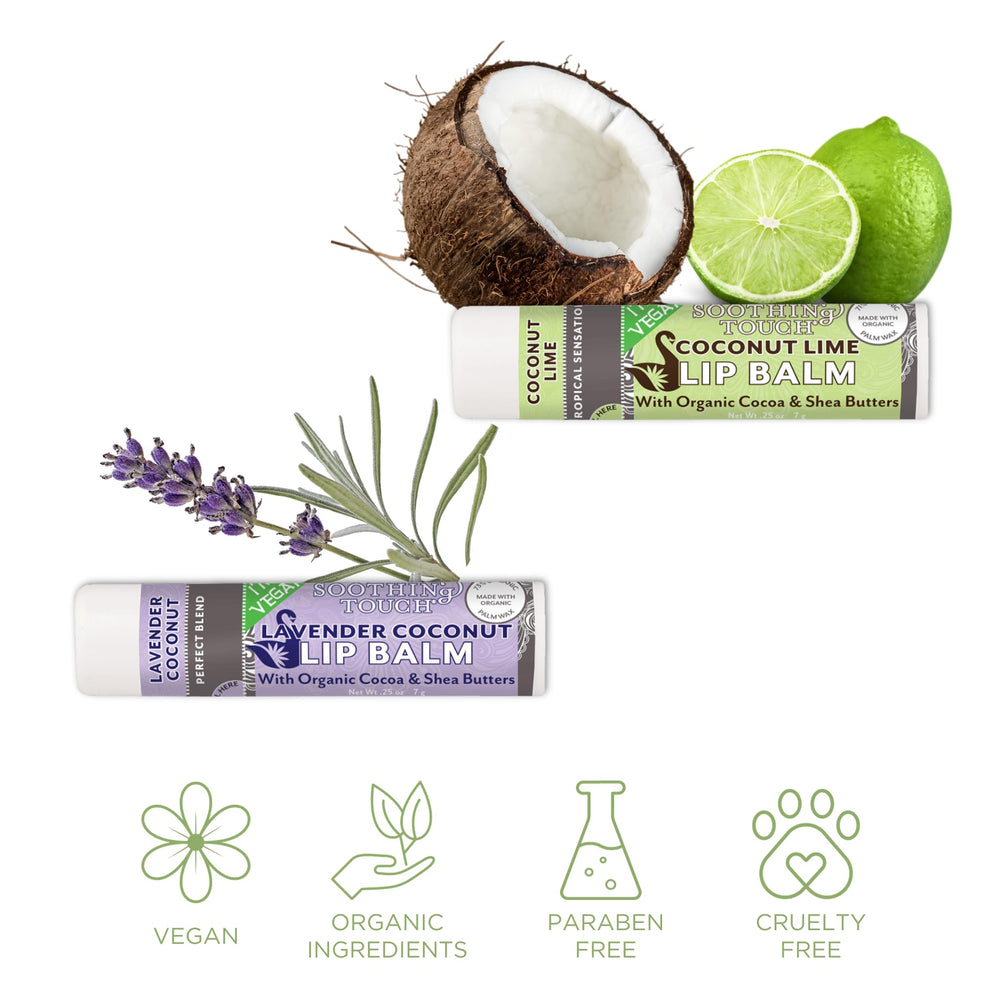 TINY SEED Coconut Lime lip balm tube; tropical freshness and smooth lips