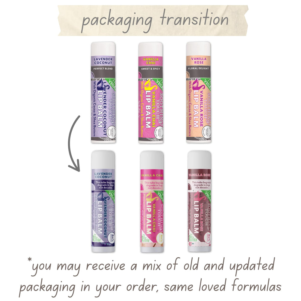 Tiny Seed vegan lip balm Vanilla Chai tube with inviting aroma for daily use