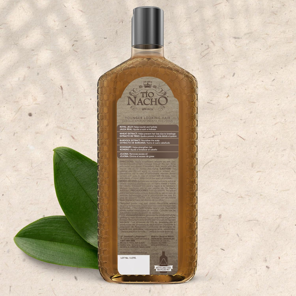 Tio Nacho hair with natural shine depiction suggests healthy-looking results.