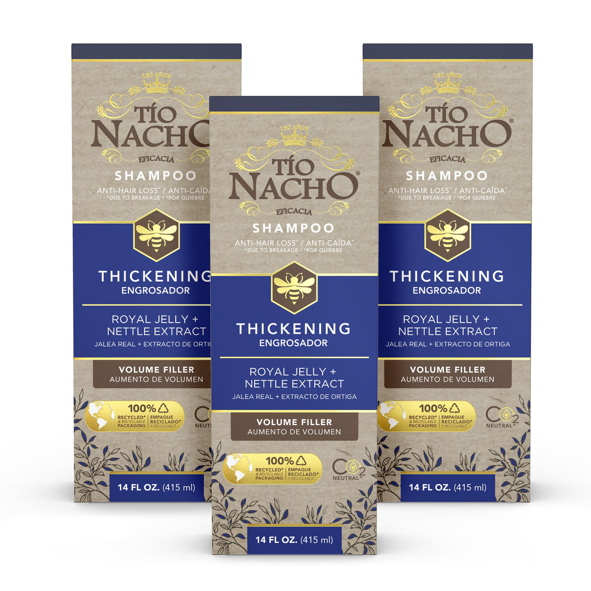 Tio Nacho Thickening Shampoo bottle shows a volumizing formula for thinning hair.