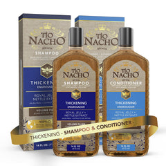 Tio Nacho thickening shampoo bottle pour shows easy daily use for fuller hair.