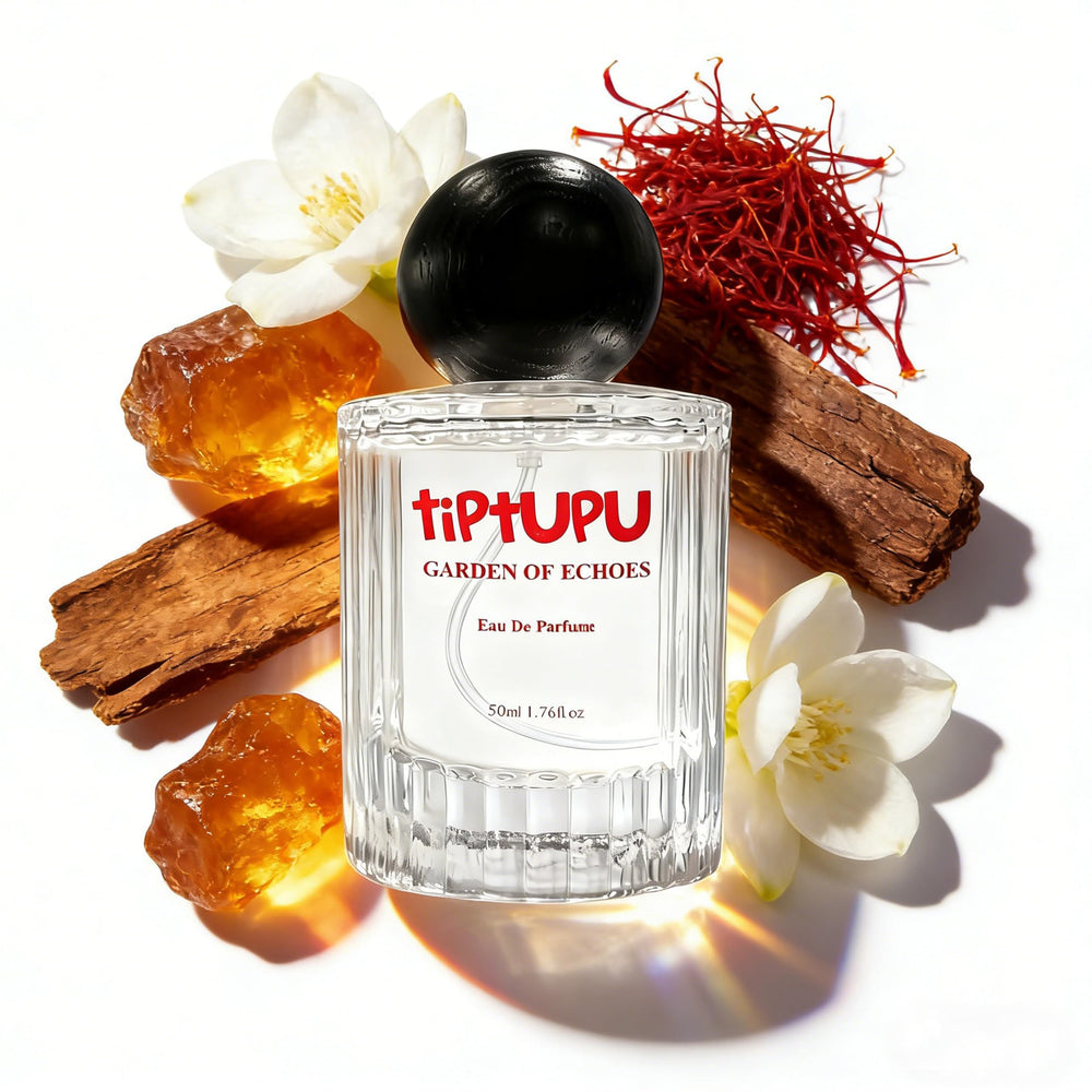 tiptupu jasmine saffron top-notes glow suggests bright daytime mood.